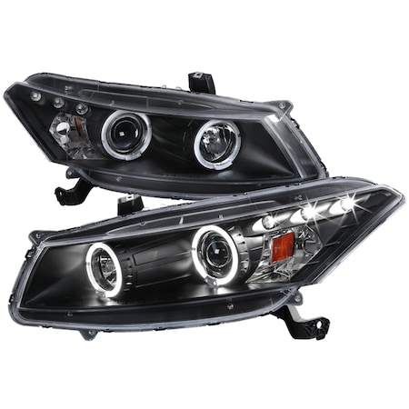 Spec-D Tuning 08-12 Honda Accord Halo Projector Headlight Black Housing 2LHP-ACD082JM-TM
